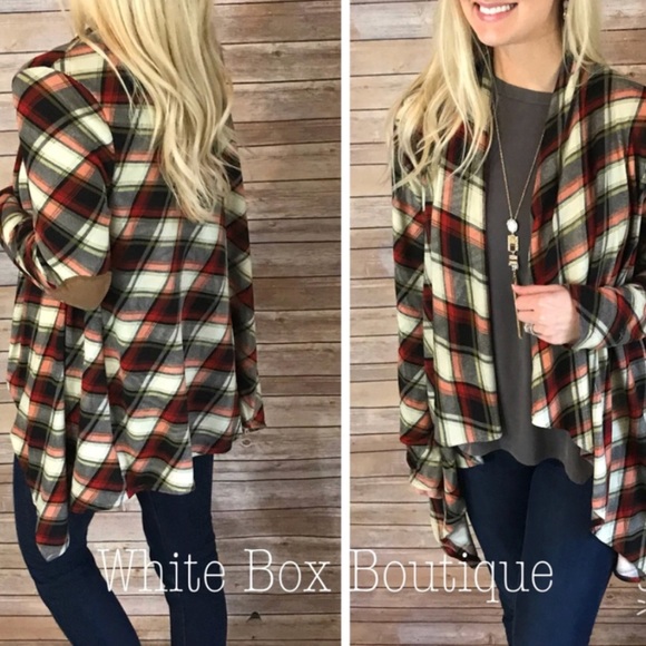 LAST Plaid Waterfall Cardigan - Picture 2 of 4